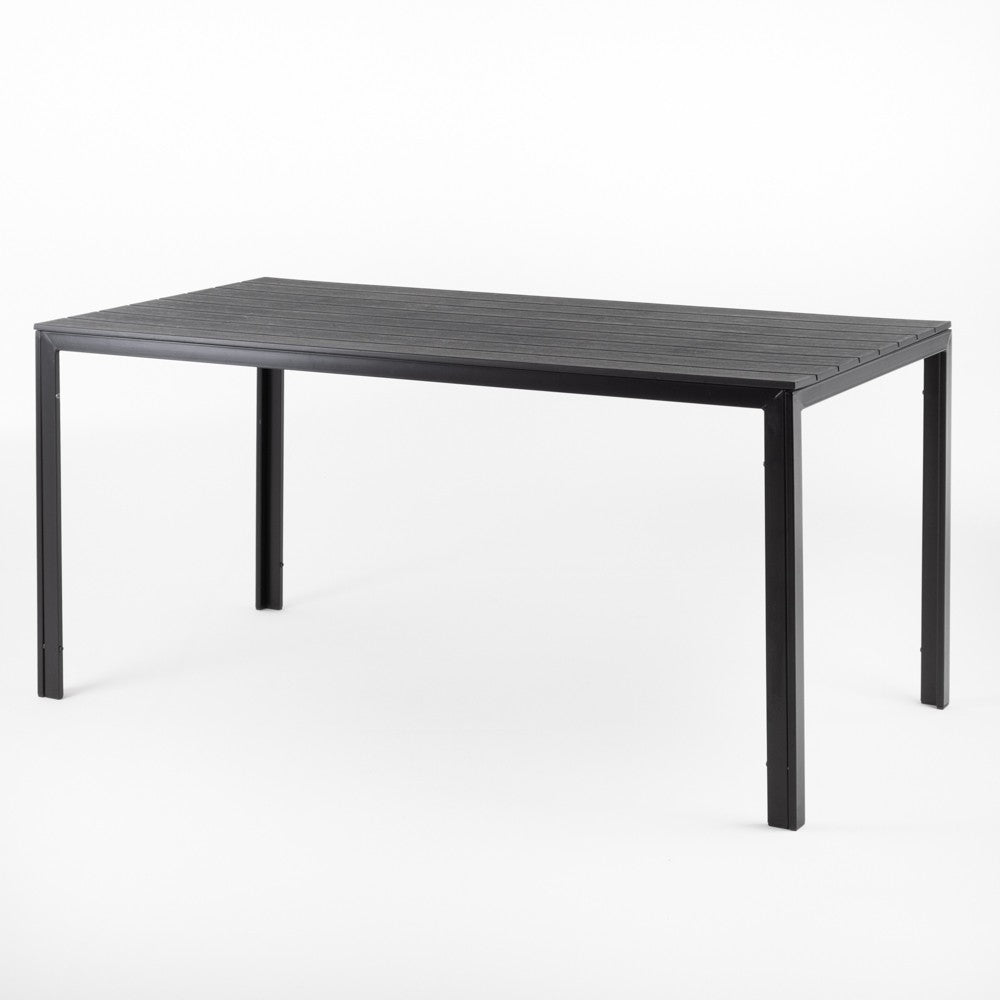 THOMAS table rectangulaire en acier et polyéthylène effet bois