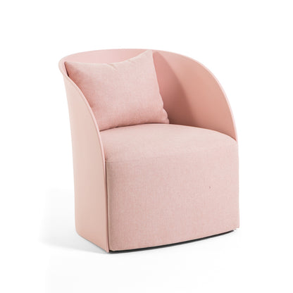 Velia – poltrona in polipropilene con seduta in tessuto, colore rosa confetto