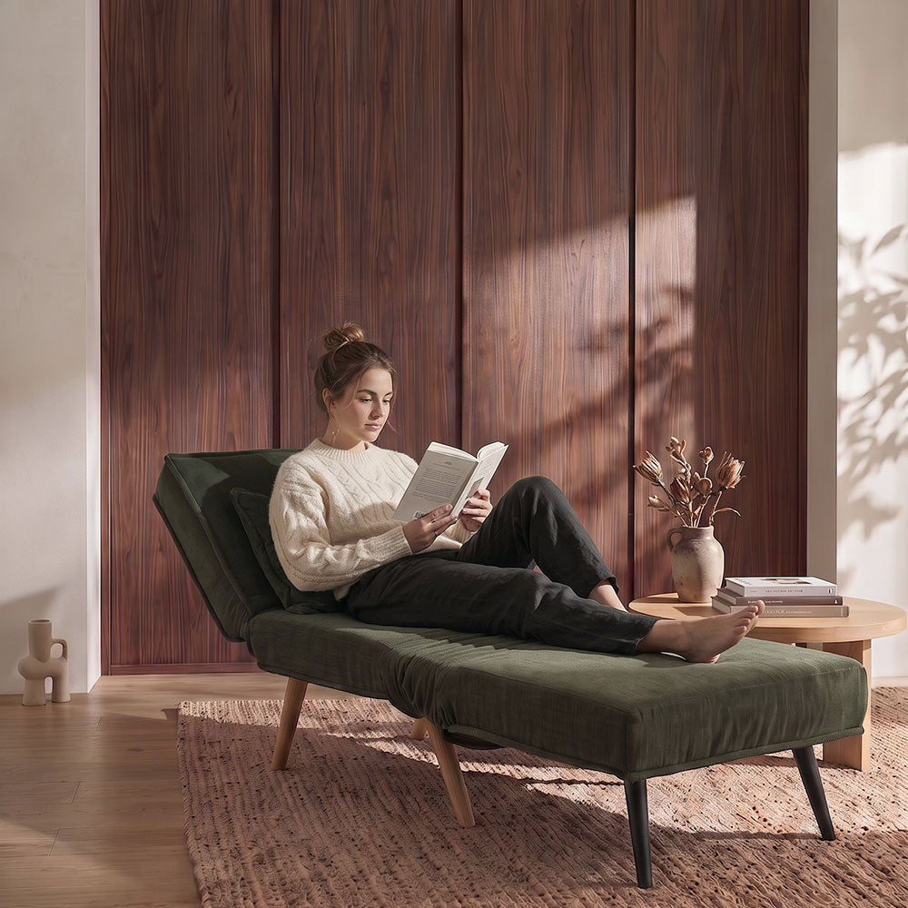 Cozy – divano letto in tessuto trapuntato con apertura facile