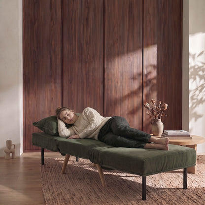 Cozy – divano letto in tessuto trapuntato con apertura facile