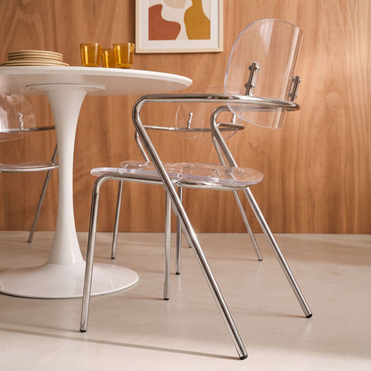 Gloss – sedia trasparente in policarbonato con braccioli