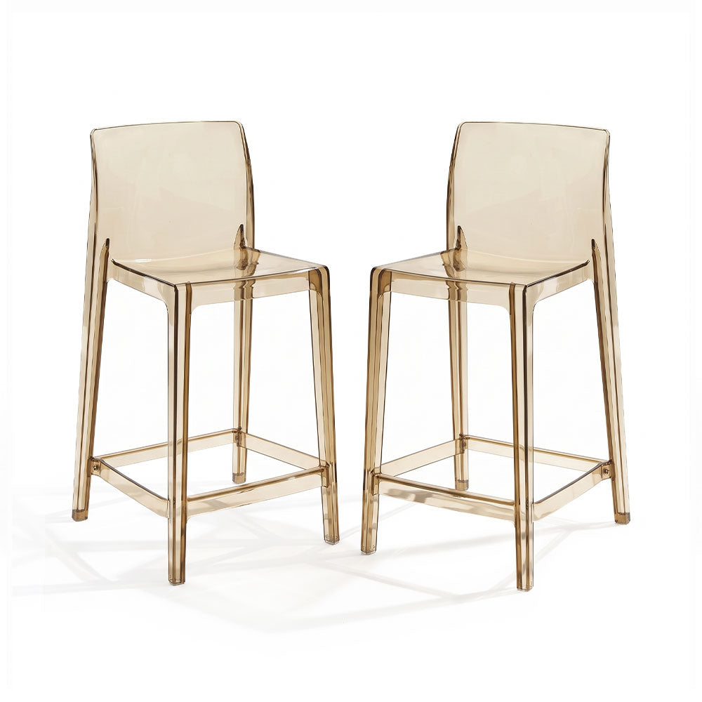 Aura XL – sgabello da cucina in policarbonato trasparente, colore champagne