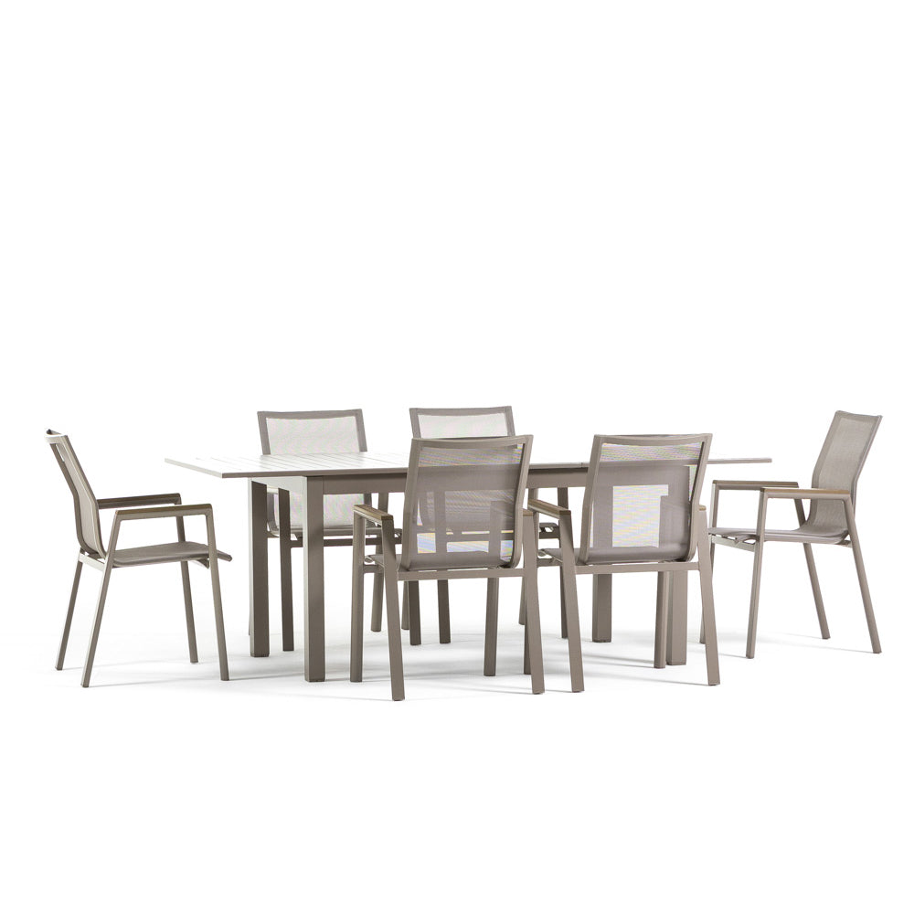 SALON REPAS EXTENSIBLE ALVARO + 6 DEVA
