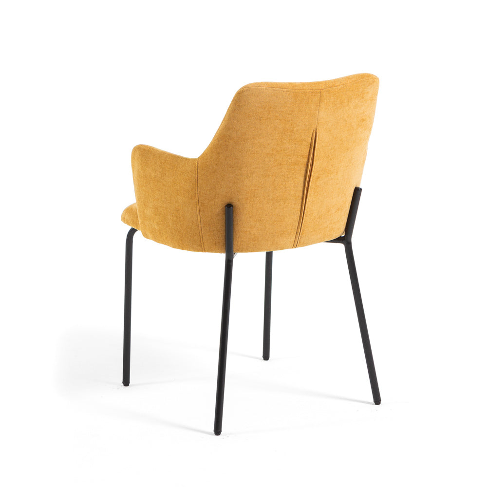 Rachele – Poltroncina in tessuto con gambe in metallo