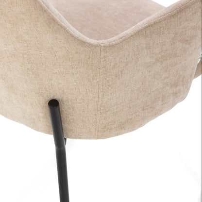 Rachele – Poltroncina in tessuto con gambe in metallo