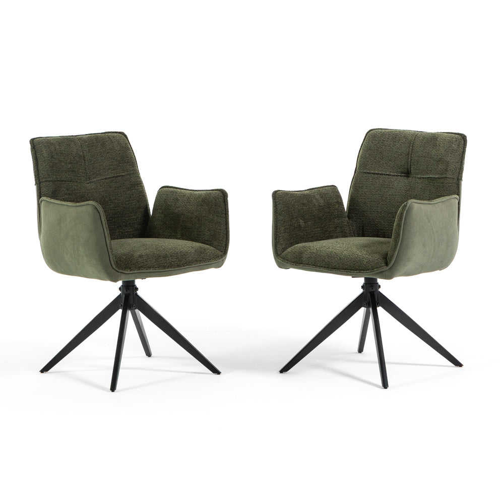 Evelyn – Poltroncina in doppio tessuto con gambe in metallo, colore verde abete, tipo di tessuto velluto