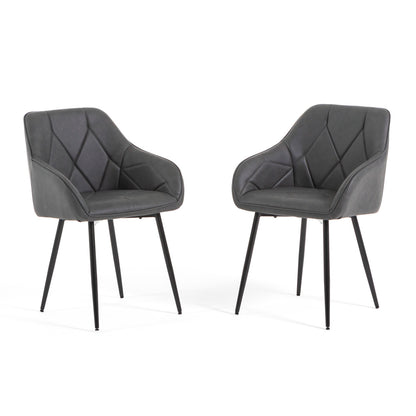Sibilla – Poltroncina in ecopelle con gambe in acciaio nero, colore grigio scuro