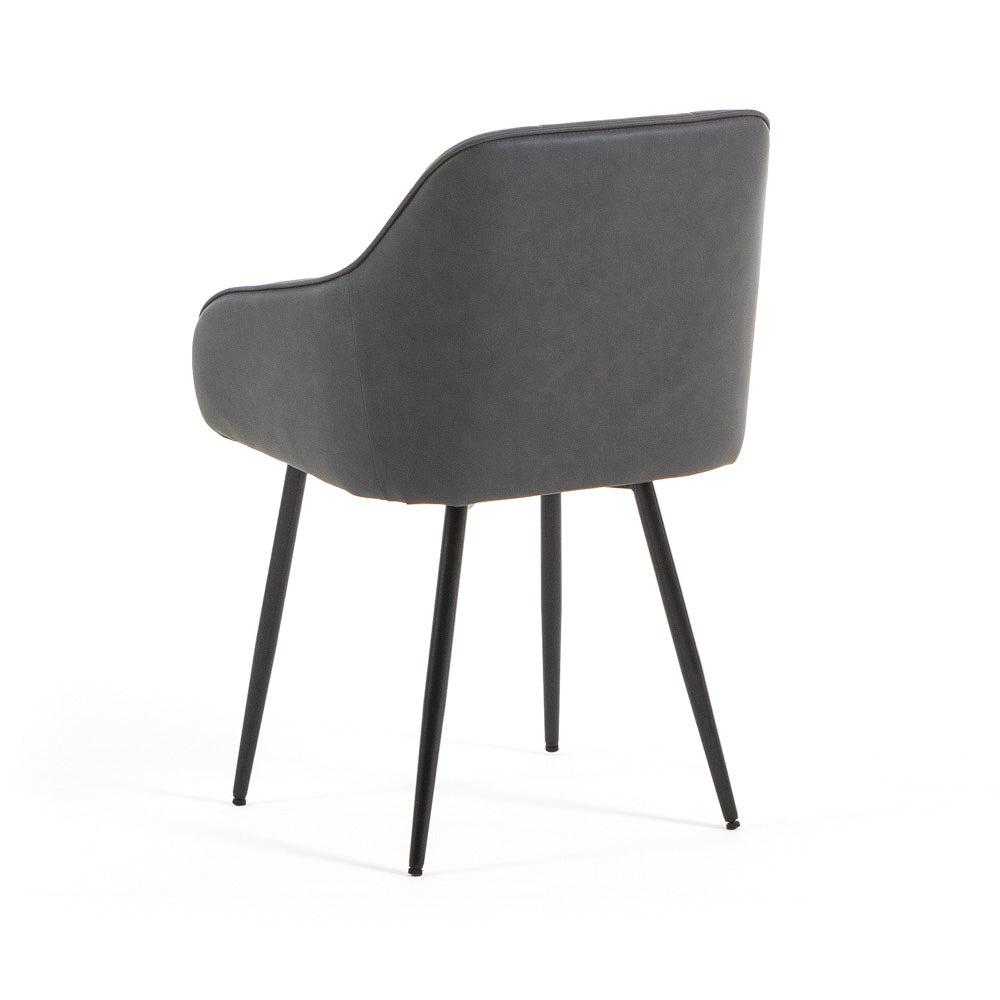 Sibilla – Poltroncina in ecopelle con gambe in acciaio nero