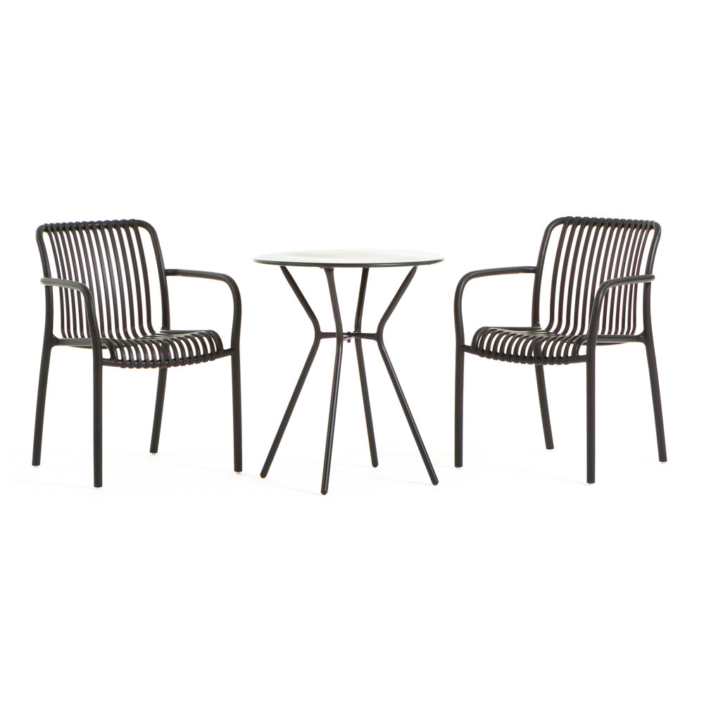 Nathan & Simona set pranzo balcone con tavolino con 2 sedie, colore antracite