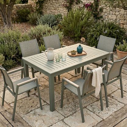 SALON REPAS EXTENSIBLE ALVARO + 6 DEVA