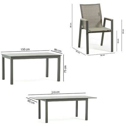 SALON REPAS EXTENSIBLE ALVARO + 6 DEVA