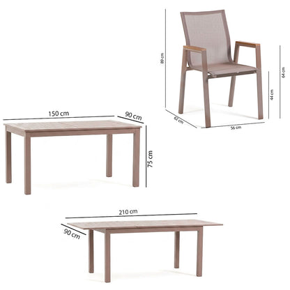 SALON REPAS EXTENSIBLE ALVARO + 6 DEVA