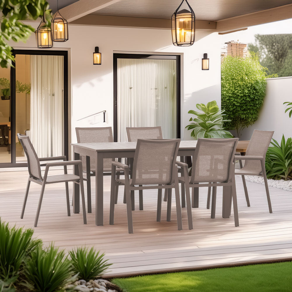 SALON REPAS EXTENSIBLE ALVARO + 6 DEVA