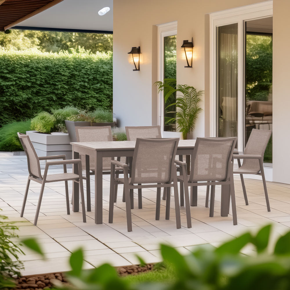 SALON REPAS EXTENSIBLE ALVARO + 6 DEVA