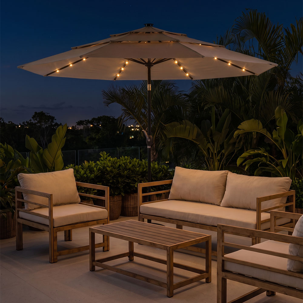 Notus Led – ombrellone da giardino con luci solari e inclinabile