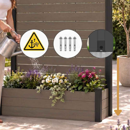 Separè da esterno con fioriera in WPC effetto legno